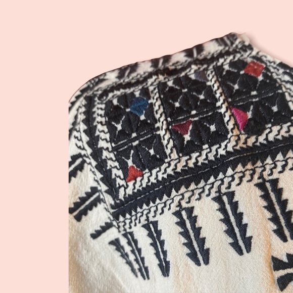 Madewell Linen Boho Dress with Tie Tribal Print - Picture 8 of 14